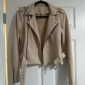 Unbranded Women’s Faux Suede Moto Jacket Nude Size Small